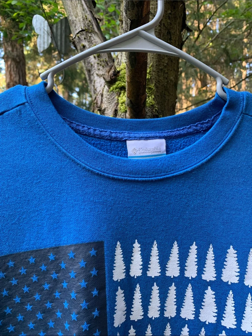 Columbia Men's Royal Blue Crewneck with Forest Flag Graphic